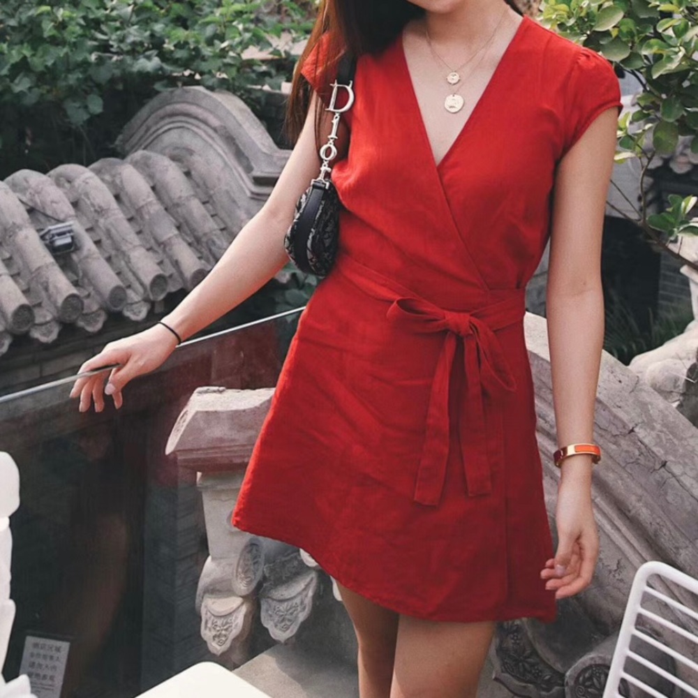 Reformation Red Wrap dress